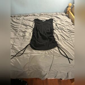 Good American Women’s Crewneck Ruched Tank Top With Drawstring Size 3 Black